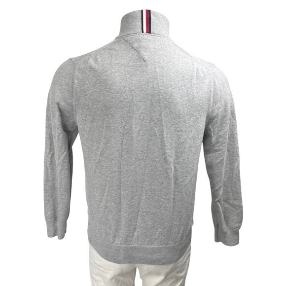 Tommy Hilfiger Men's Gray Long Sleeve 1/4 Zip High Neck Sweater Sweatshirt Top M - Picture 2 of 5